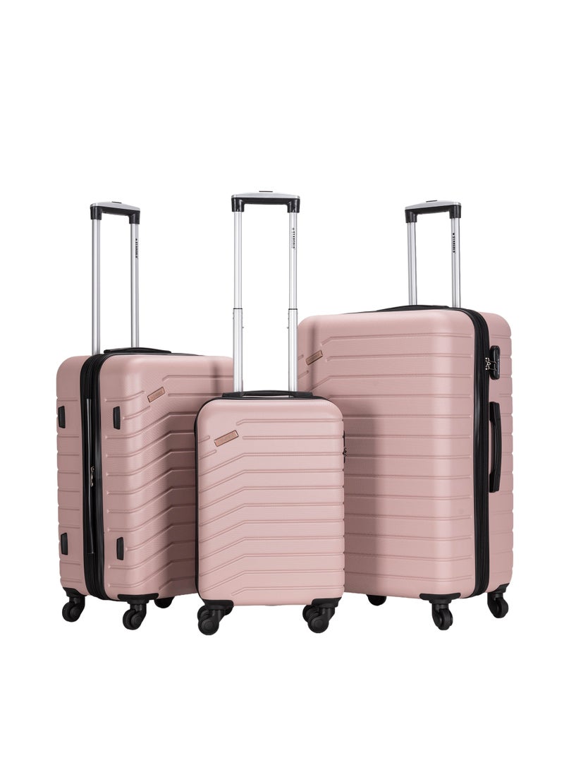 ستارجولد مجموعة حقائب الأمتعة مكونة من 3 قطع حقائب سفر ذات جوانب صلبة ABS مع عجلات دوارة 360 درجة ونظام قابل للقفل حقيبة سفر عالية الجودة - Image 1